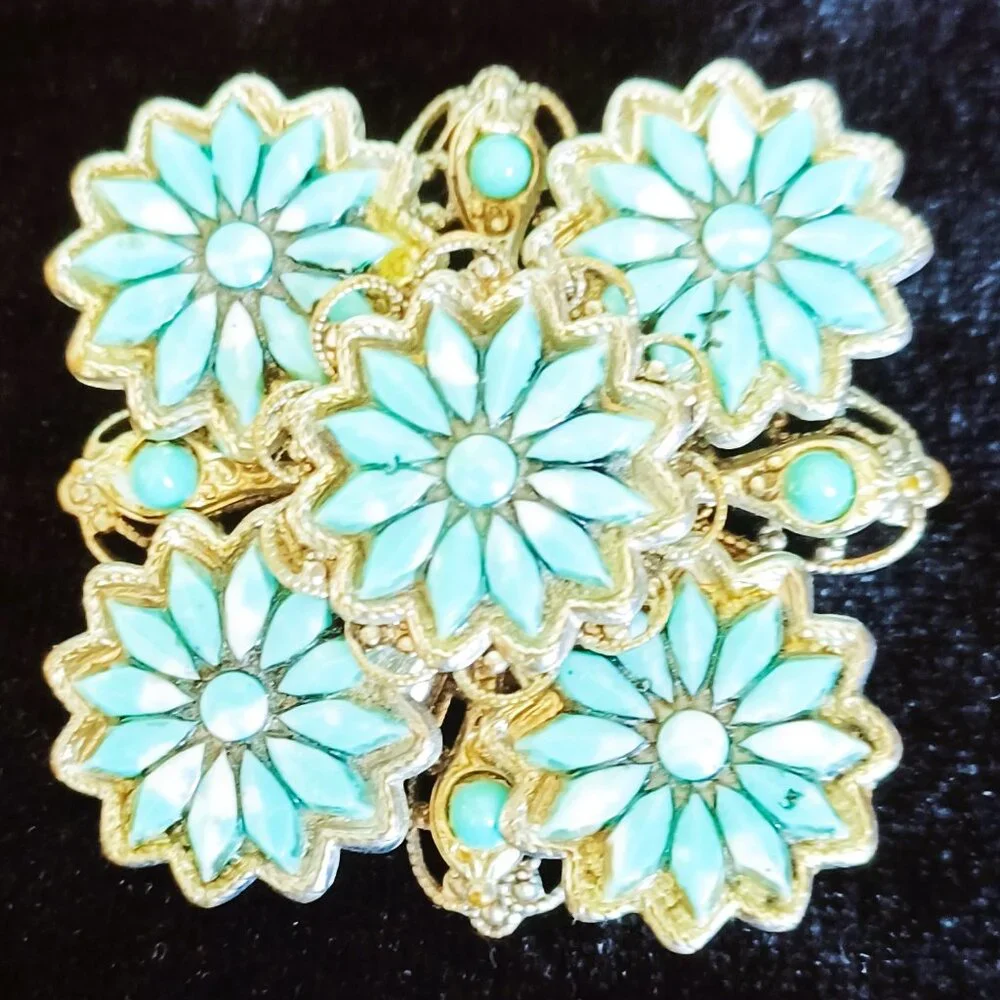 Blue Flower Brooch - Vintage - Picture 1 of 4